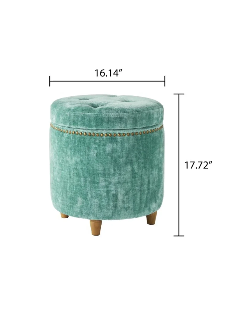 The Pioneer Woman Home Green Footstools Harper Round Velvet Storage Jade Ottoman
